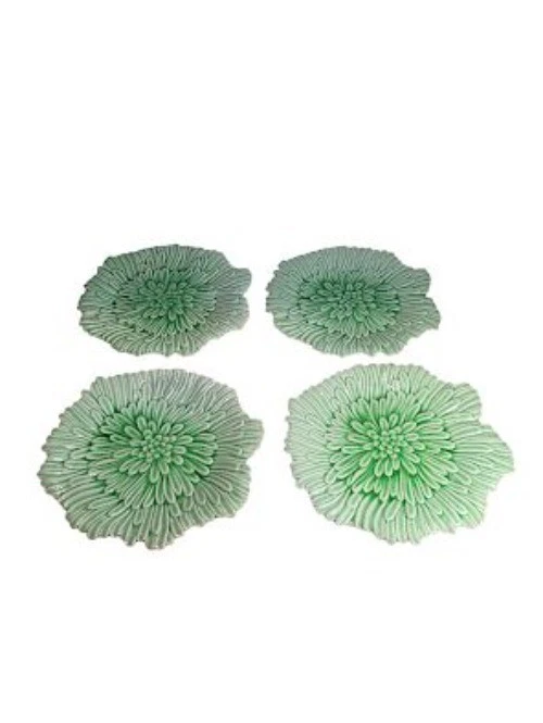 Juego de 4 platos de cena Target flor crisantemo 10x10 cerámica verde M18 Foto 1 de 4