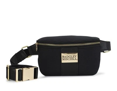 BADGLEY MISCHKA Sage Scuba and vegan Leather Belt Bag Fanny Pack, Black - Image 1 of 4