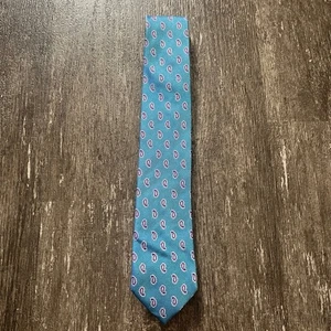 Tattershall London Necktie Men's Teal Blue Paisley Silk Hand Made Tie - Picture 1 of 4