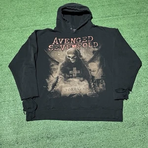 Avenged Sevenfold Band Hoodie Sweatshirt Size 2XL Distressed Thrashed - Picture 1 of 6