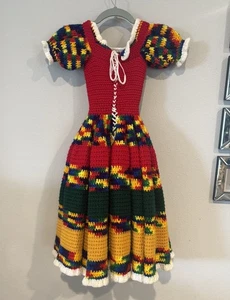 Large Doll Crochet Dress Multicolor Handmade 33” Hard To Find - Picture 1 of 6