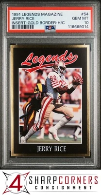 1991 LEGENDS MAGAZINE INSERT HAND CUT #54 JERRY RICE GOLD BORDER  PSA 10 - Image 1 of 2