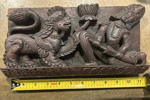 Hindú - Panel de madera de teca tallado a mano - Deites mitocales - Antiguo - Imagen 1 de 8