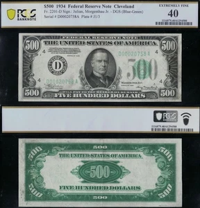 SC 1934 $500 Fr. 2201-D Cleveland, OH FRN PCGS 40 XF (758A) - Picture 1 of 4