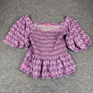 Simply Southern schulterfreies Hängerchen Oberteil Paisley rosa Damen Große L - Bild 1 von 12