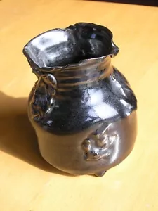 Jarrón abstracto de cerámica artística vintage té metálico polvo marrón esmalte firmado - Imagen 1 de 12