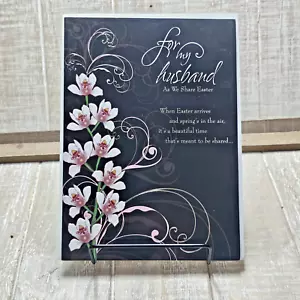 Tarjeta de felicitación de diseñador para esposo negra rosa floral ornamentada - Imagen 1 de 9