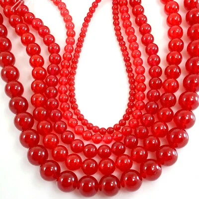 Natural Gemstone Jade Smooth Round Loose Bead 15" 4mm 6mm 8mm 10mm 12mm - Image 1 of 4