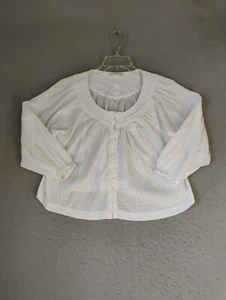 Top donna Lucky Brand XS bianco manica lunga cotone girocollo tinta unita con bottoni - Foto 1 di 9