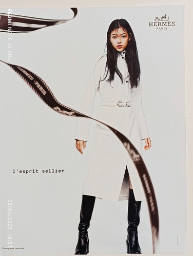 HERMÈS Pubblicità stampa vintage HERMES!! " Cappotto donna bianco buono "