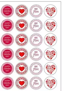 24 PRECORTADOS Feliz Día de San Valentín AMOR Be Mine Comestible Oblea Papel Pasteles Toppers - Imagen 1 de 1