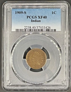 1909 S Indian Head 1 Cent PCGS XF 40 - Picture 1 of 5