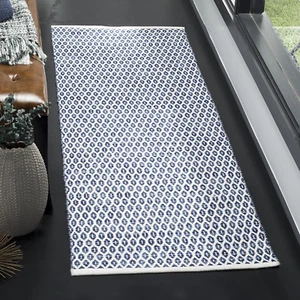 Montauk Collection Runner Rug - 2'3" X 7', Navy & Ivory, Handmade Cotton, Ideal - Picture 1 of 4