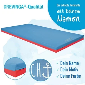 Grevinga®Turnmatte mit Ihrem Wunschnamen (RG120) mit Lederecken + Tragschlaufen - Bild 1 von 13