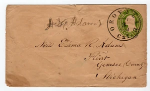 1853-1855 US Postal Stationary Cover U16 10c Green - Oroville CA to Flint MI - Picture 1 of 2