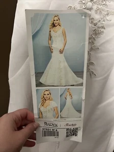 Size 8 Mary’s Bridal Gown Wedding Dress Strapped w Optional Jacket Cover White - Picture 1 of 11