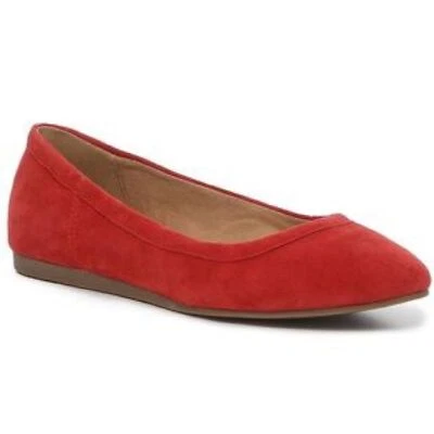 Crown Vintage Melidee Rojo Gamuza Cuero Punta Redonda Ballet Pisos Talla 6 Foto 1 de 4