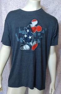 Classic Disney World Mickey Mouse Distressed USA Ringer Black T-Shirt Size L - Picture 1 of 4