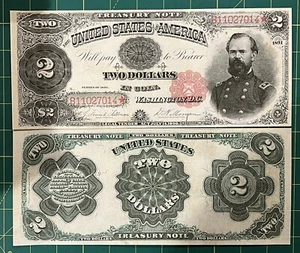 Reproduktion Kopie 2 $ Schein USA Schatznote 1891 Gen McPherson Beschreibung lesen - Bild 1 von 6
