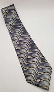 Mens Necktie Geoffrey Beene Tie Silver/Gold Abstract 100% Silk Stain Resistant - Picture 1 of 4