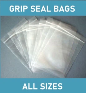 Grip Seal Bags Resealable Self Seal Zip Lock Clear Polythene Plastic All Sizes - Picture 1 of 10