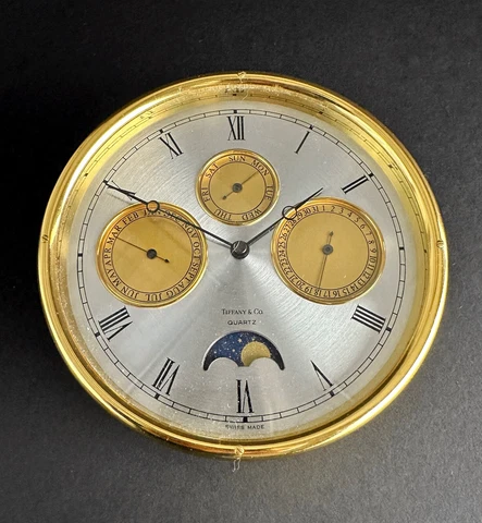 Tiffany & Co. "Jean Roulet" Desk-shaped Table Clock with Full Calendar Cover