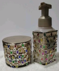 2 STÜCK BATH & BODY WORKS WEIHNACHTSBELEUCHTUNG 3-DOCHT KERZE + SEIFENHALTER HÜLLE NEU  - Bild 1 von 9