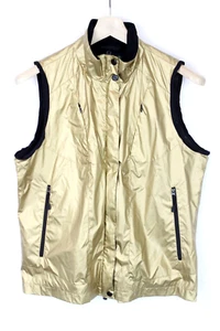 Ralph Lauren L-RL Vest Women Large Zippered Checked Gold - Picture 1 of 8