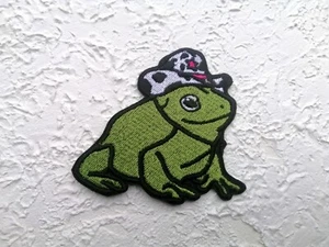 Embroidered Patch Iron on or hook and loop. Cowboy Hat Frog patch. Preppy patch. - Picture 1 of 5