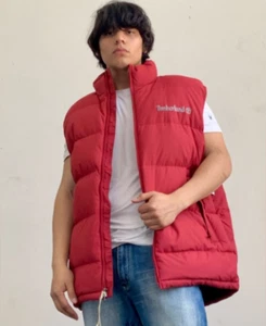 Men's Timberland Burgundy Puffer Quilty Vest NWT - Picture 1 of 8