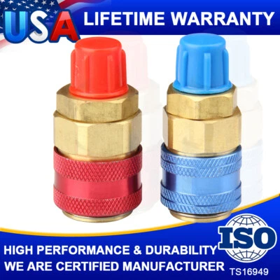 Conector rápido adaptador de refrigerante acoplador automático colector de CA medidor baja/alta HVAC Foto 1 de 4