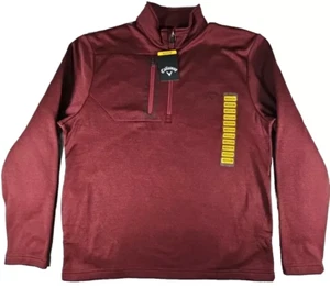 Callaway Medium Men's Long Sleeve Quarter Zip Solid Burgundy Pullover 100%... - Picture 1 of 7