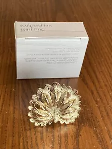 Vintage 1990 Avon Gold Tone Sculpted Fan Scarf Ring New In Box 1.75”x1.5” - Picture 1 of 15
