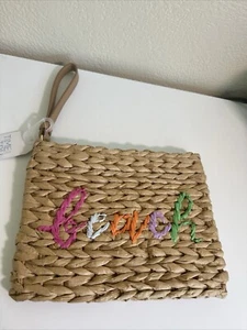 Raffia Straw Woven Wicker Clutch BEACH Wristlet BRAND NEW WITH TAGS FREE SHIPING - Foto 1 di 6