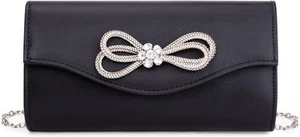Gets Women Evening Bag Rhinestone Bow Clutch Purse for Party Black - Picture 1 of 9