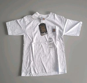 Vtg Carhartt Kids Youth Pocket T-shirt X-Small (4-6) New Ash Y38 Ash Regular - Picture 1 of 12