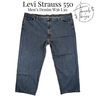 Levi's 550 Jeans Mens W56 L30 Blue Denim BIG Cotton Relaxed Classic Straight EUC - Image 1 of 4