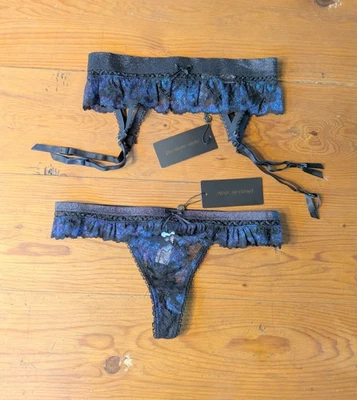 NWT Pleasure State Black Aurora Thong & Suspender Belt Small List: $115 - Image 1 of 4