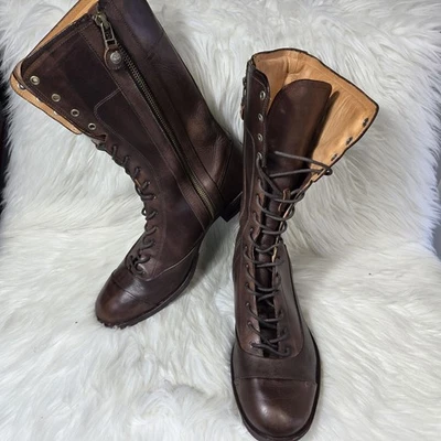 Timberland Women's Tall Lace-Up Boots, Brown Leather Size 11 M Side Zipper  - Image 1 of 4