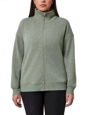 Mondetta Women's Heathered Full-Zip Fleece Jacket, Heather Green, Size L - Image 1 of 3