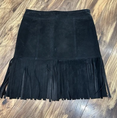 Falda de gamuza W by Worth flecos Western Country talla 4 minimalista vanguardista gótica moto Foto 1 de 4