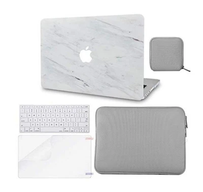 LuvCase MacBook Pro 13" A1278 外壳 – 5 合 1 白色大理石套装 带保护套 — 第 1/4 张图片