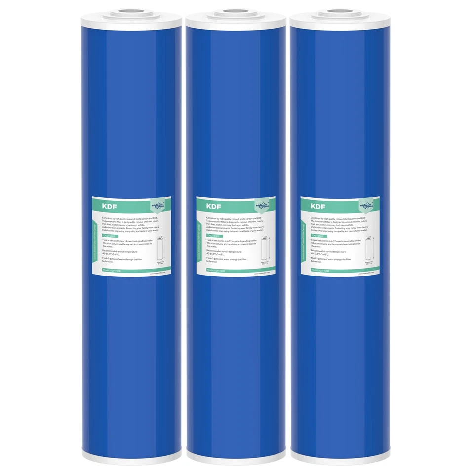 1-3 Pack 20"x4.5" KDF GAC Big Blue Whole House Water Softener Filter Replacement - Image 1 of 4