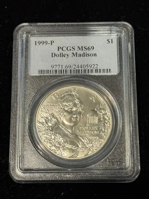 1999 P PCGS PR69DCAM DOLLEY MADISON  COMMEMORATIVE SILVER DOLLAR - Image 1 of 2