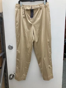Lafayette 148 New York Stone Beige Belted Pants Size L - Picture 1 of 17