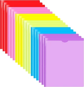18 Pack Heavy Duty Plastic Folders, Letter Size, Clear Front Pocket, 3 Prongs - Picture 1 of 7