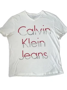 Calvin Klein Designer T-Shirt Size Medium/Medium White Red Gray - Picture 1 of 5