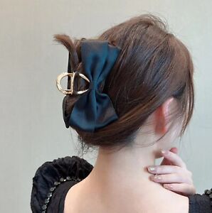 2x Women Lady Easy Updo Satin Bow Hair Claw Clip Clamp Pin Hairpin