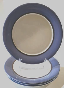 Pfaltzgraff Mystic Dinner Plates Set of FOUR 10-7/8" Blue Rim Charcoal Band - Picture 1 of 6