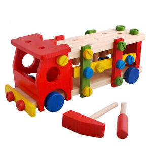 Spielauto aus Holz, Schraubauto, Konstruktionsspielzeug mit Werkzeug, 46 Teile